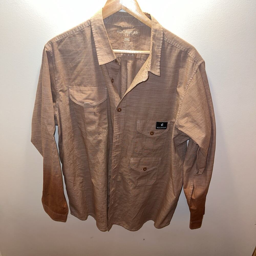 Men’s Rocawear Classic 2XL Dress Shirt Brown